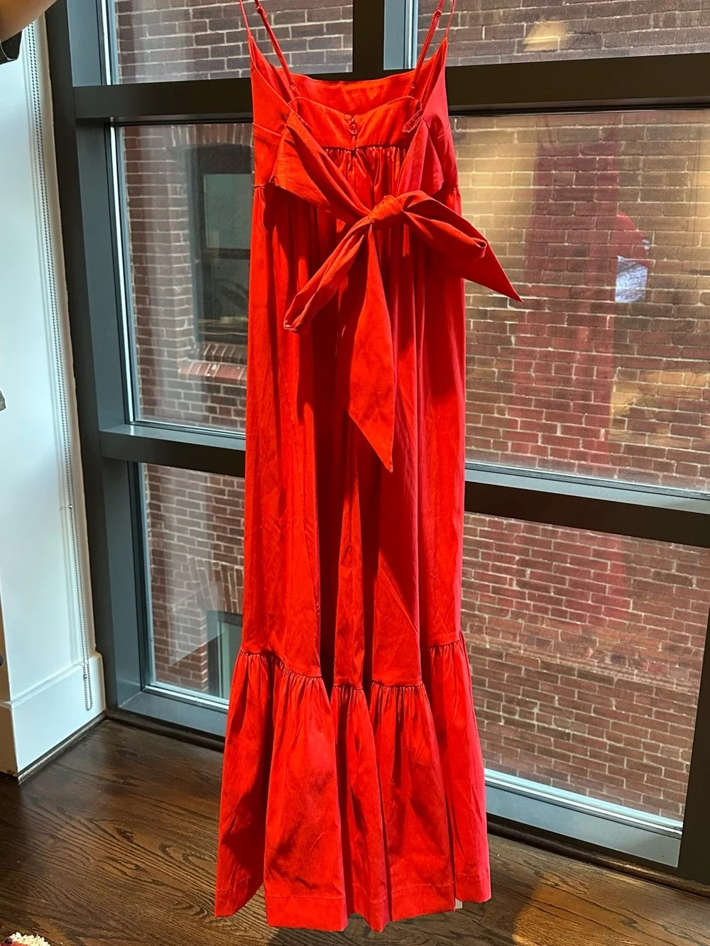 Abercrombie & Fitch Red Spaghetti-Strap Tiered Maxi Dress
